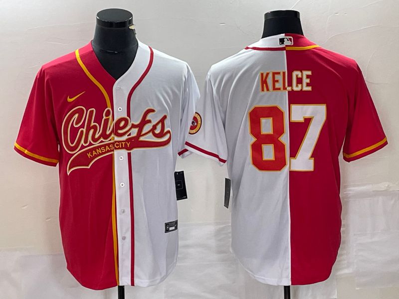 Men Kansas City Chiefs 87 Kelce red white Co Branding Game NFL Jersey